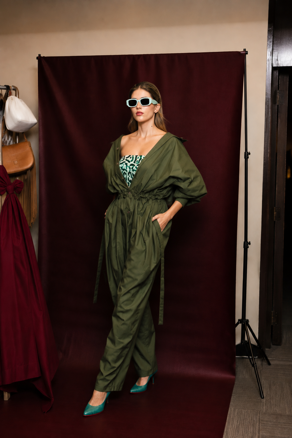 Enterizo AURA + Top Cuero Animal Print