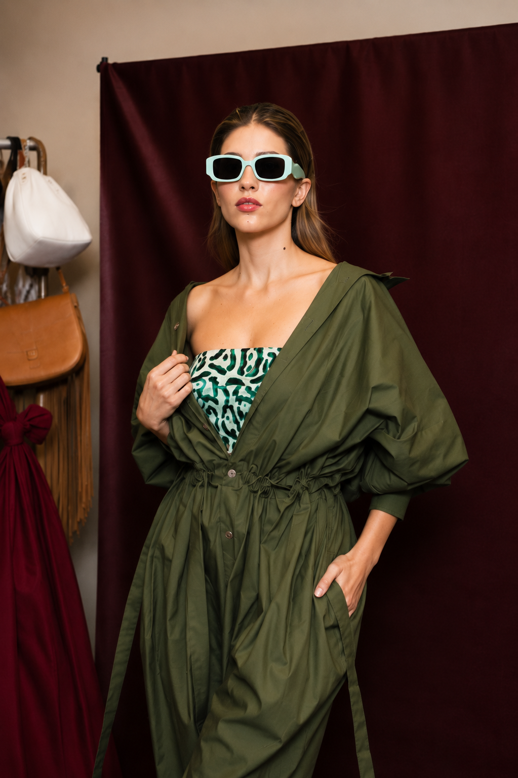 Enterizo AURA + Top Cuero Animal Print